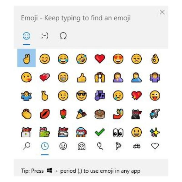 windows emojis character picker