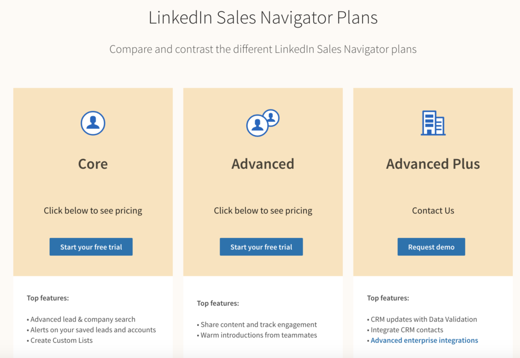 LinkedIn Sales Navigator Plans 