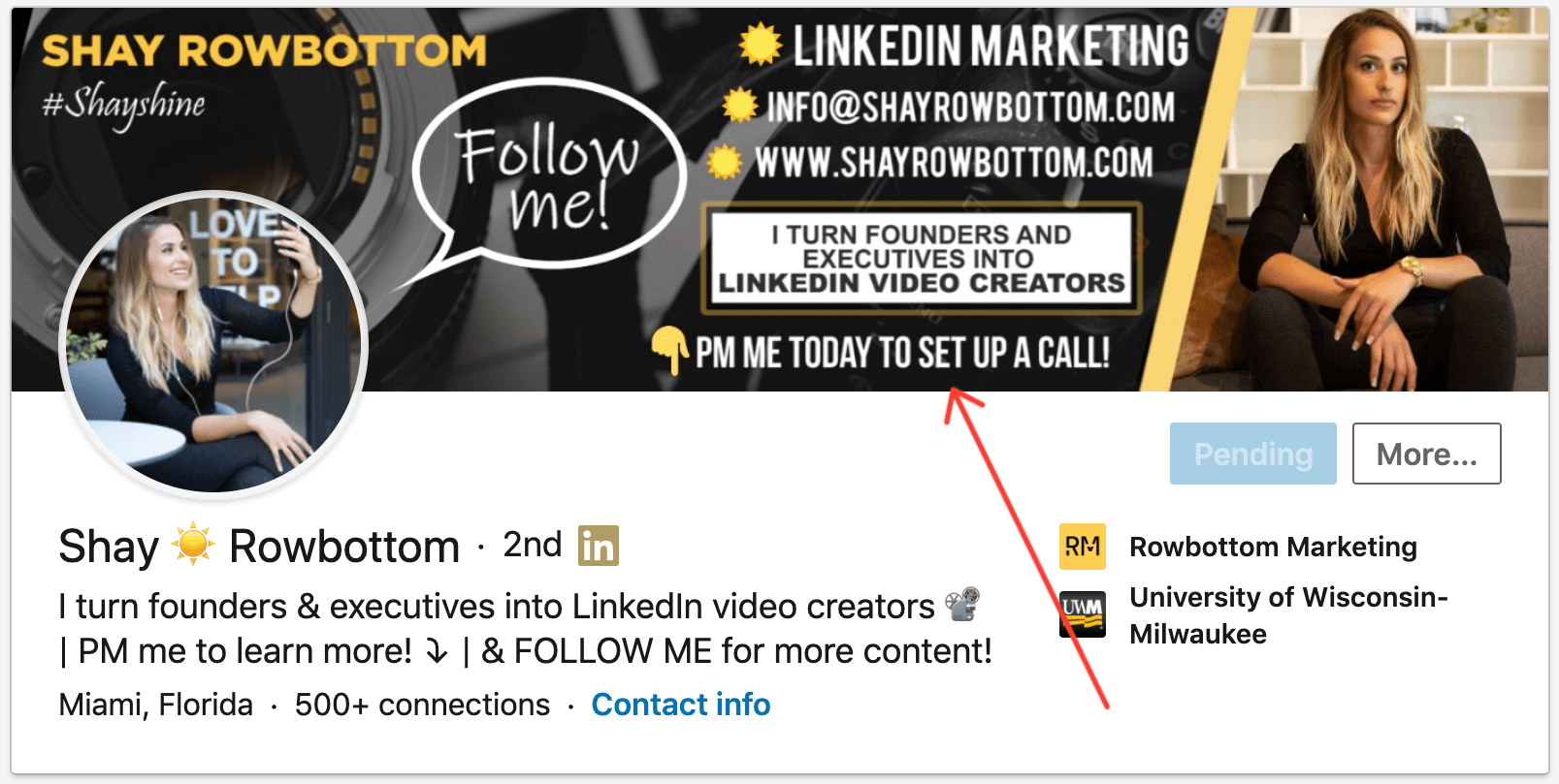 Call to action on background photo LinkedIn 