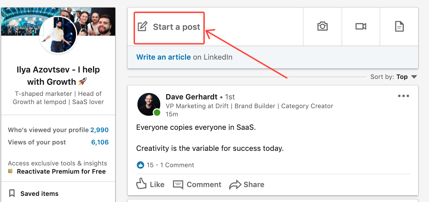 Create content on LinkedIn