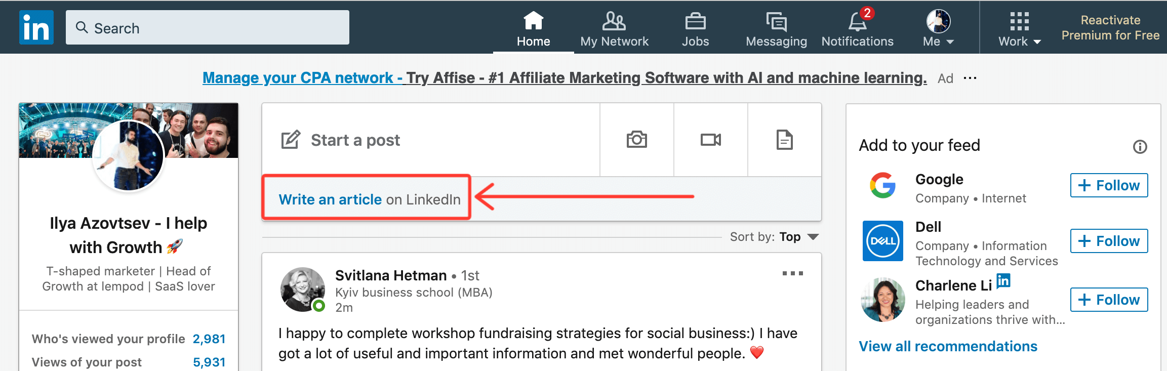 How to write an article on LinkedIn