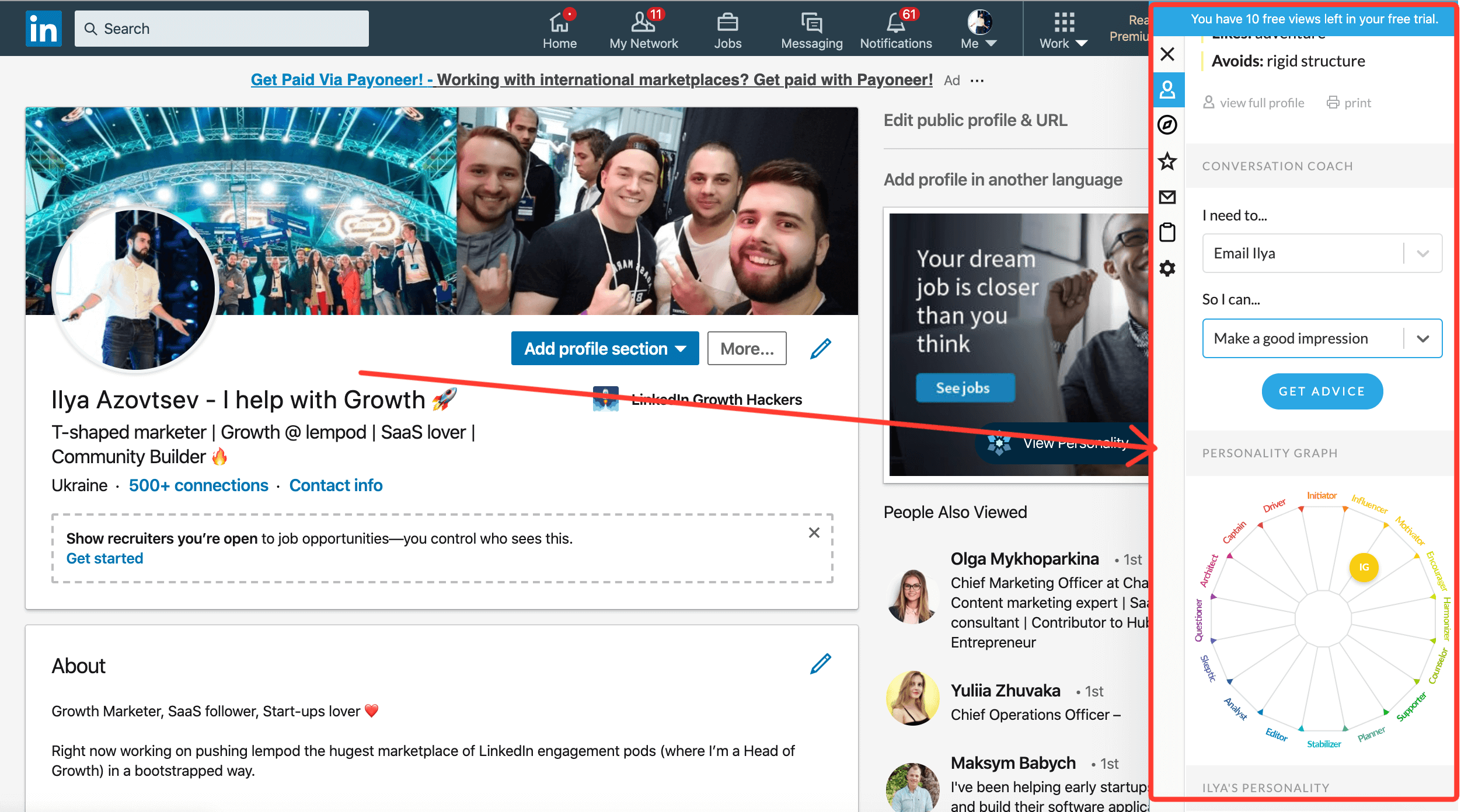 LinkedIn Profile Review with a Chrome Extension