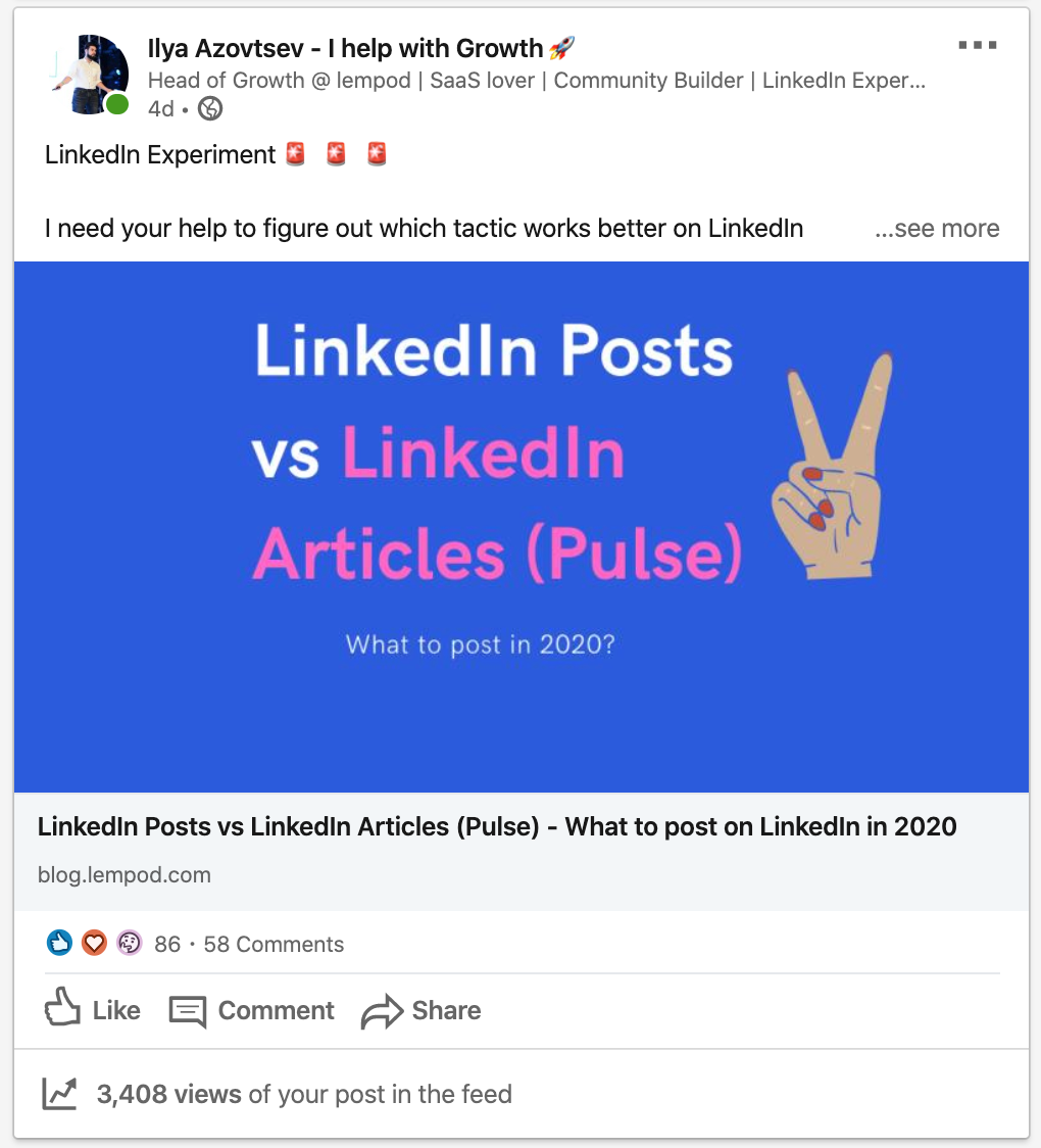 How to post a link on LinkedIn Link in Post VS Link in Comment? Lempod