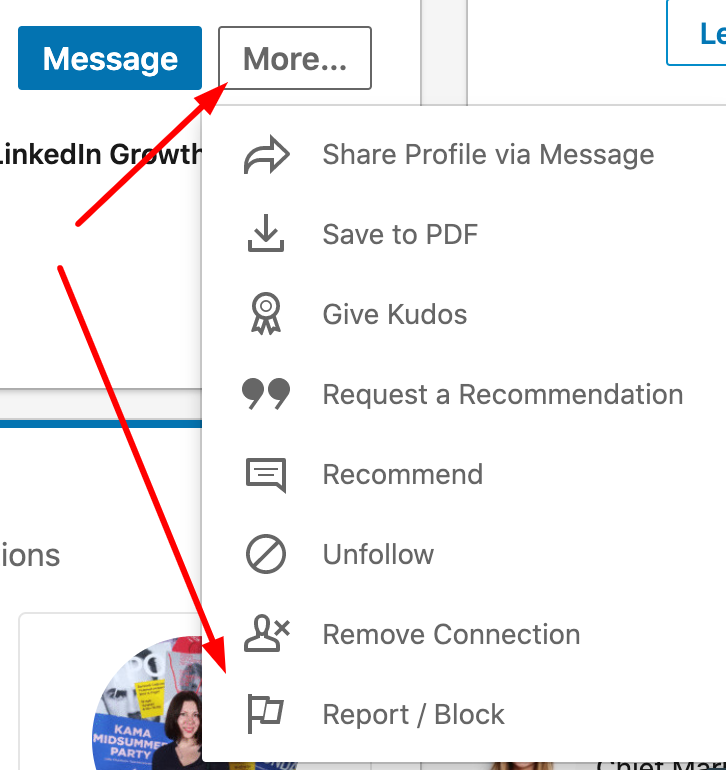 how to block someone on linkedin